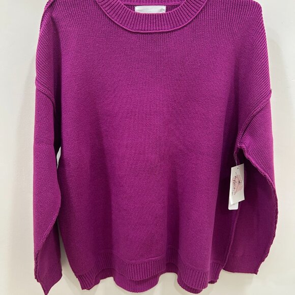 Aspen Exposed Hem Sweater, Purple - Picture 3 of 3